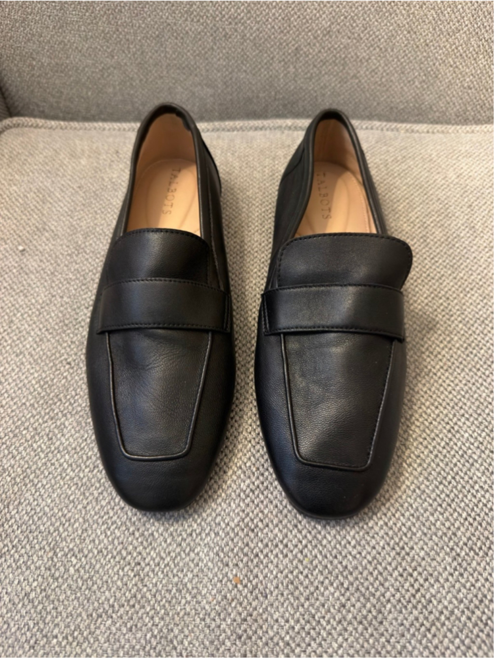 Talbots black leather loafers with square toe sz 7.5